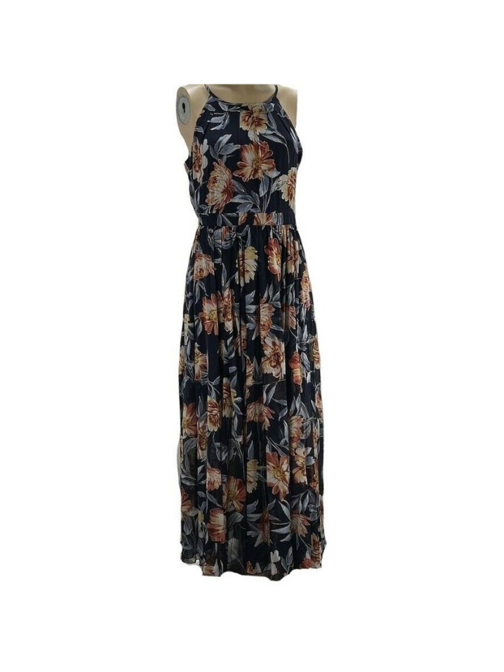 ALEXA B Floral Sleeveless Maxi Dress With Halter Neck